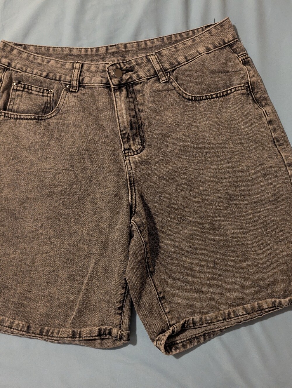 Men's Washed Gray Denim Jorts